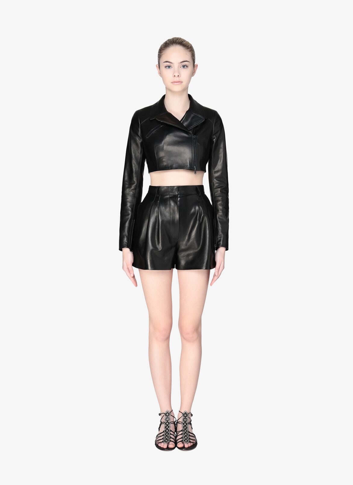 Leather Bomber Jacket ALAÏA BLACK LEATHER BOMBER JACKET